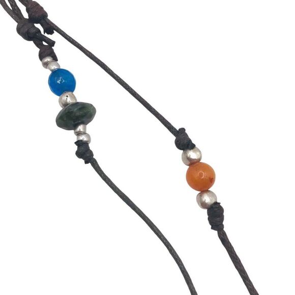 Brown Corded Natural Stone Pendant Necklace - Picture 4 of 5